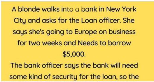 A Clever Blonde and a Bank Loan 