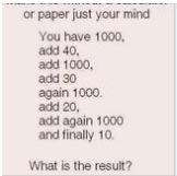 Solve this using only your mind, without a calculator or paper.