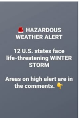 12 US States Face Hazardous Winter Storm Warnings